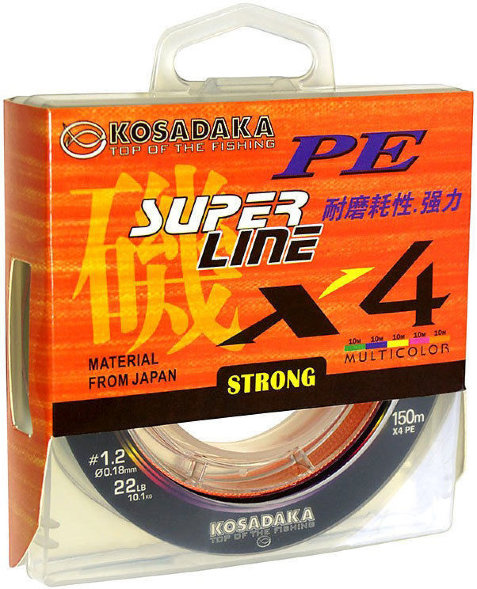 Леска плетеная Kosadaka Super PE X4 multicolor 0.14 150м