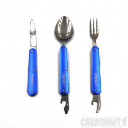 Набор складных столовых приборов СЛЕДОПЫТ, в чехле ложка, вилка, нож, на блистере
